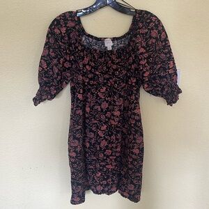 Roan + Ryan Scarlett Squareneck Dress Black/Pink print size small
